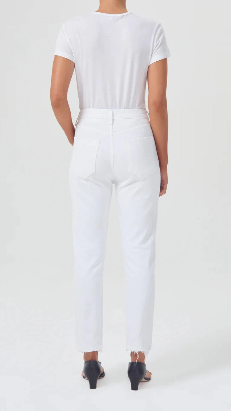 AGOLDE Denim Riley High Rise Straight Crop in Sour Cream