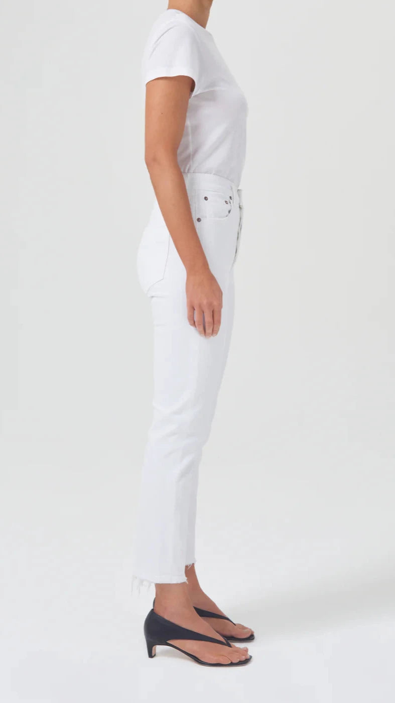 AGOLDE Denim Riley High Rise Straight Crop in Sour Cream