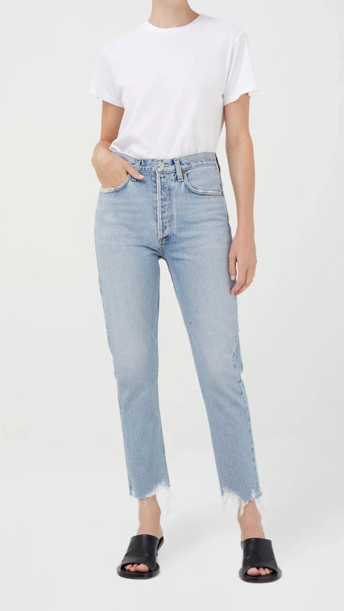 AGOLDE Denim Riley High Rise Straight Crop in Curio