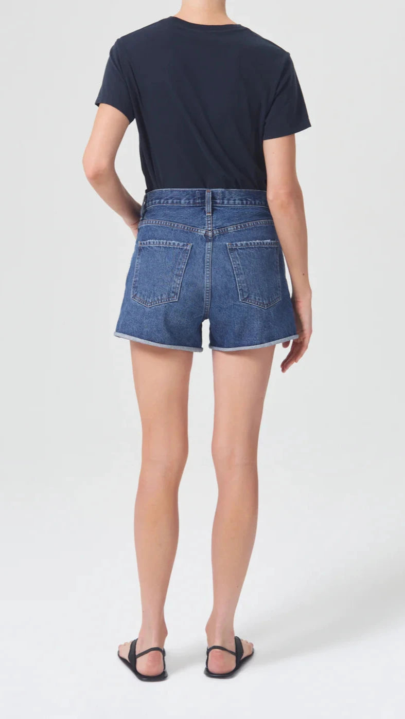 AGOLDE Denim Dee High Rise Rolled Hem Short in Enamour