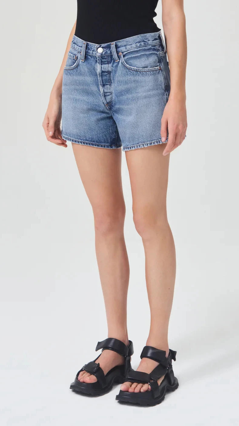 AGOLDE Denim Parker Long High Rise Loose Short in Occurrence