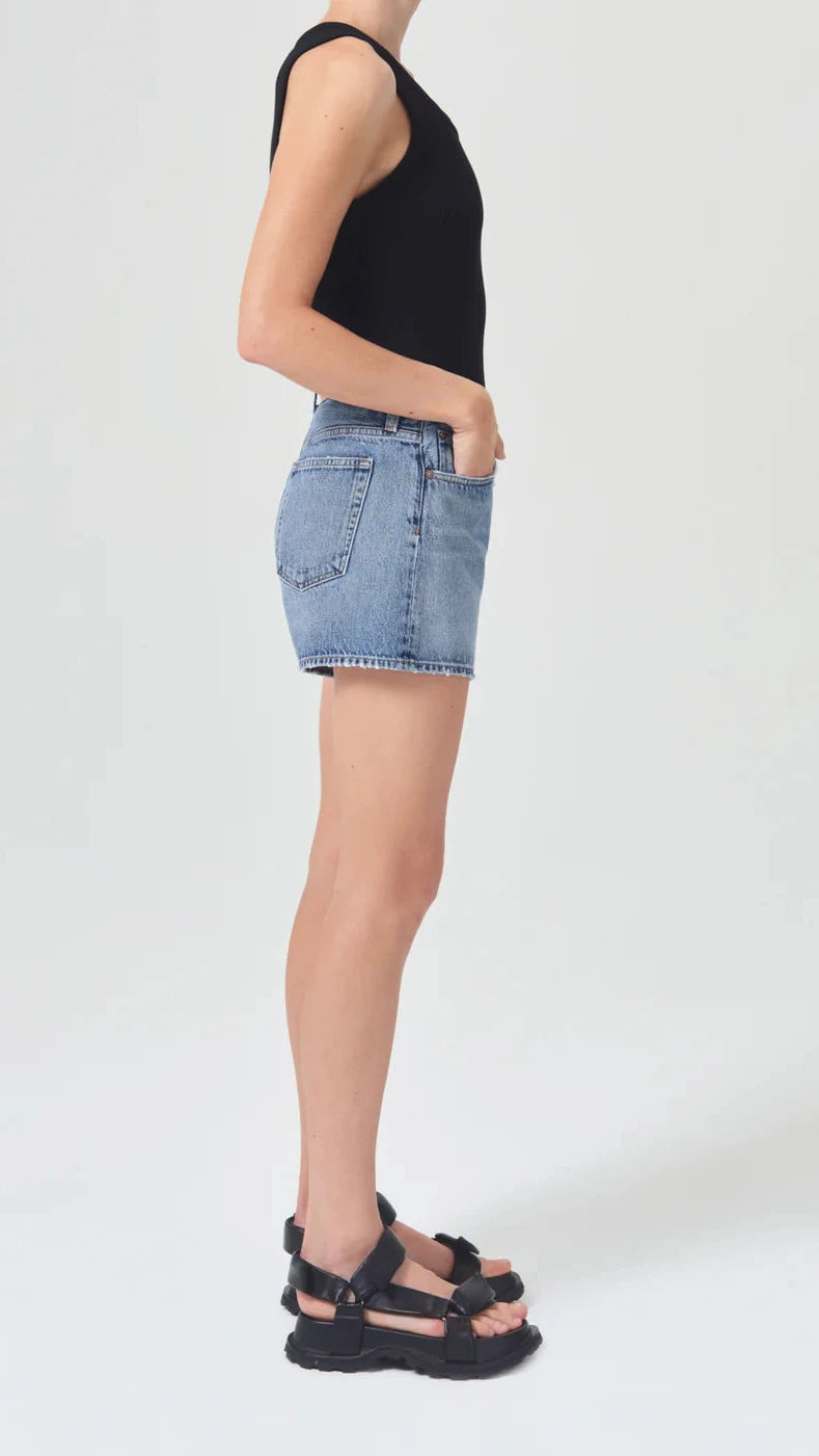 AGOLDE Denim Parker Long High Rise Loose Short in Occurrence