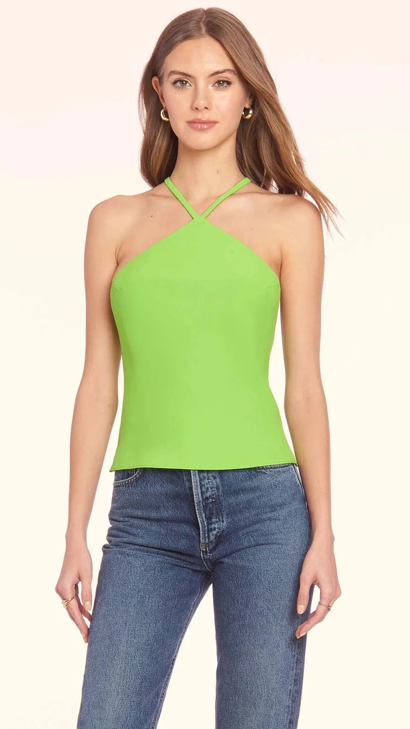 Amanda Uprichard Melonie Bow Halter Top in Apple