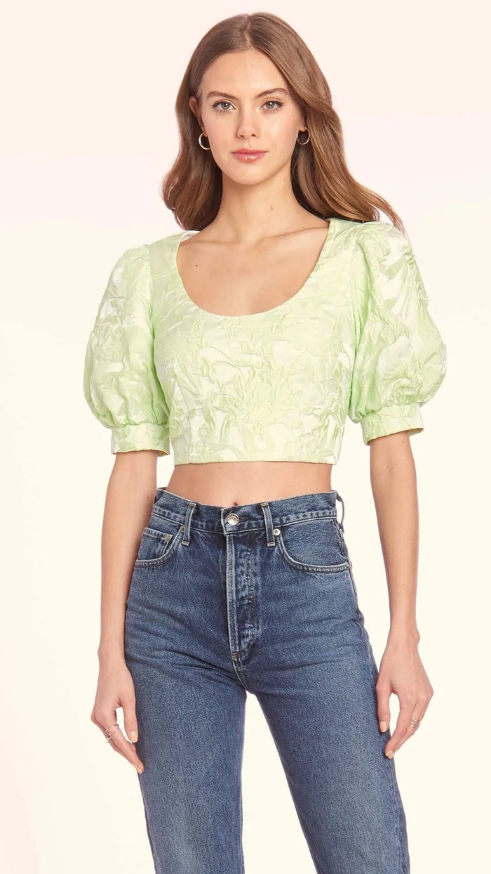 Amanda Uprichard Ballad Puff Sleeve Top in Cucumber