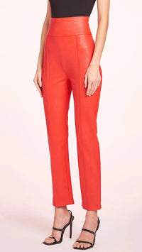 Amanda Uprichard Romana High Waisted Faux Leather Pant in Lipstick