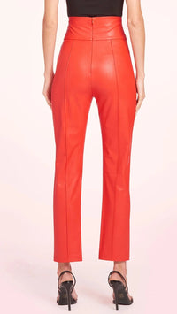 Amanda Uprichard Romana High Waisted Faux Leather Pant in Lipstick