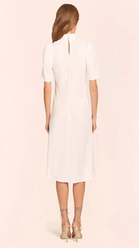 Amanda Uprichard Butler Short Sleeve Midi Dress in Ivory