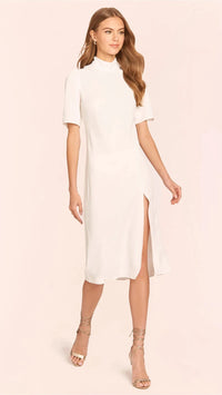 Amanda Uprichard Butler Short Sleeve Midi Dress in Ivory