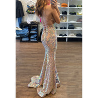 CD Mermaid Sequin With Lace Up Back in Iridescent