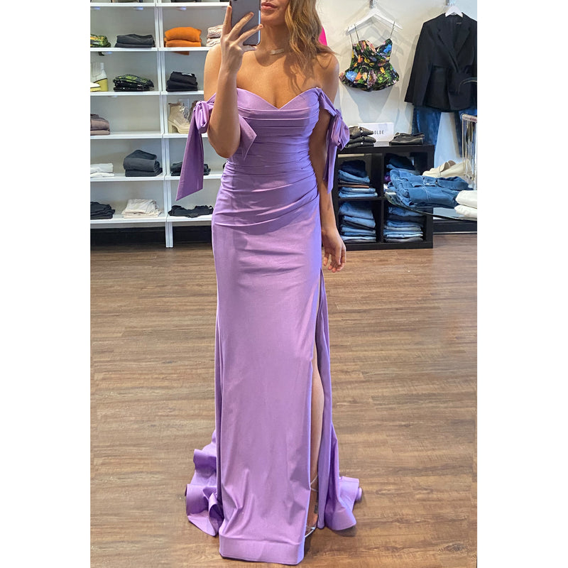 CD Arm Tie Stretch Gown in Lilac