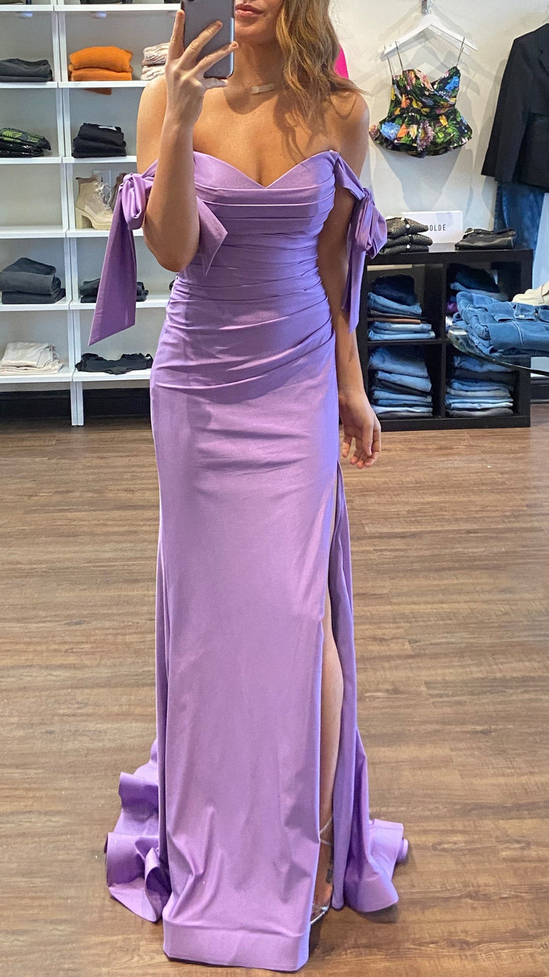 CD Arm Tie Stretch Gown in Lilac