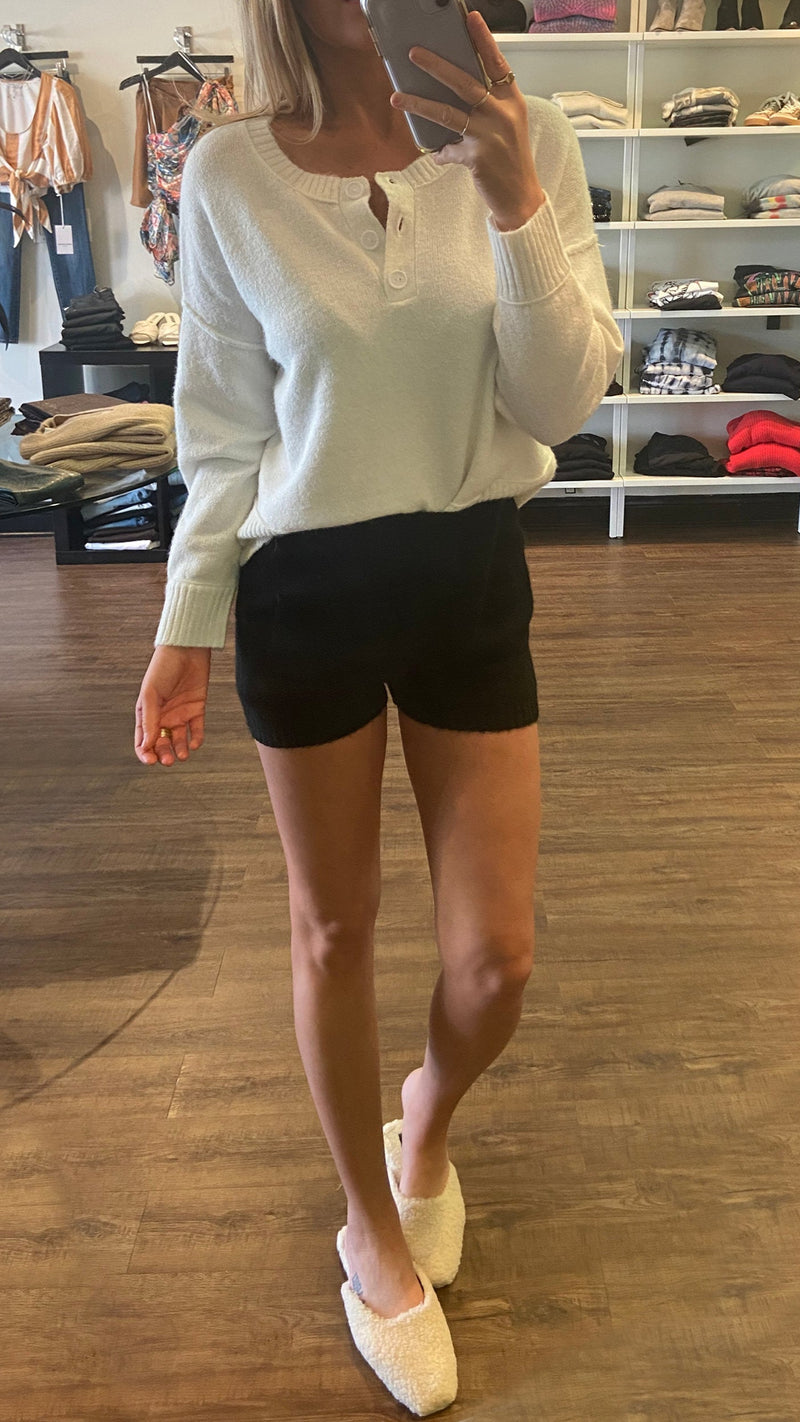 Central Park West Acacia Knit Shorts in Black