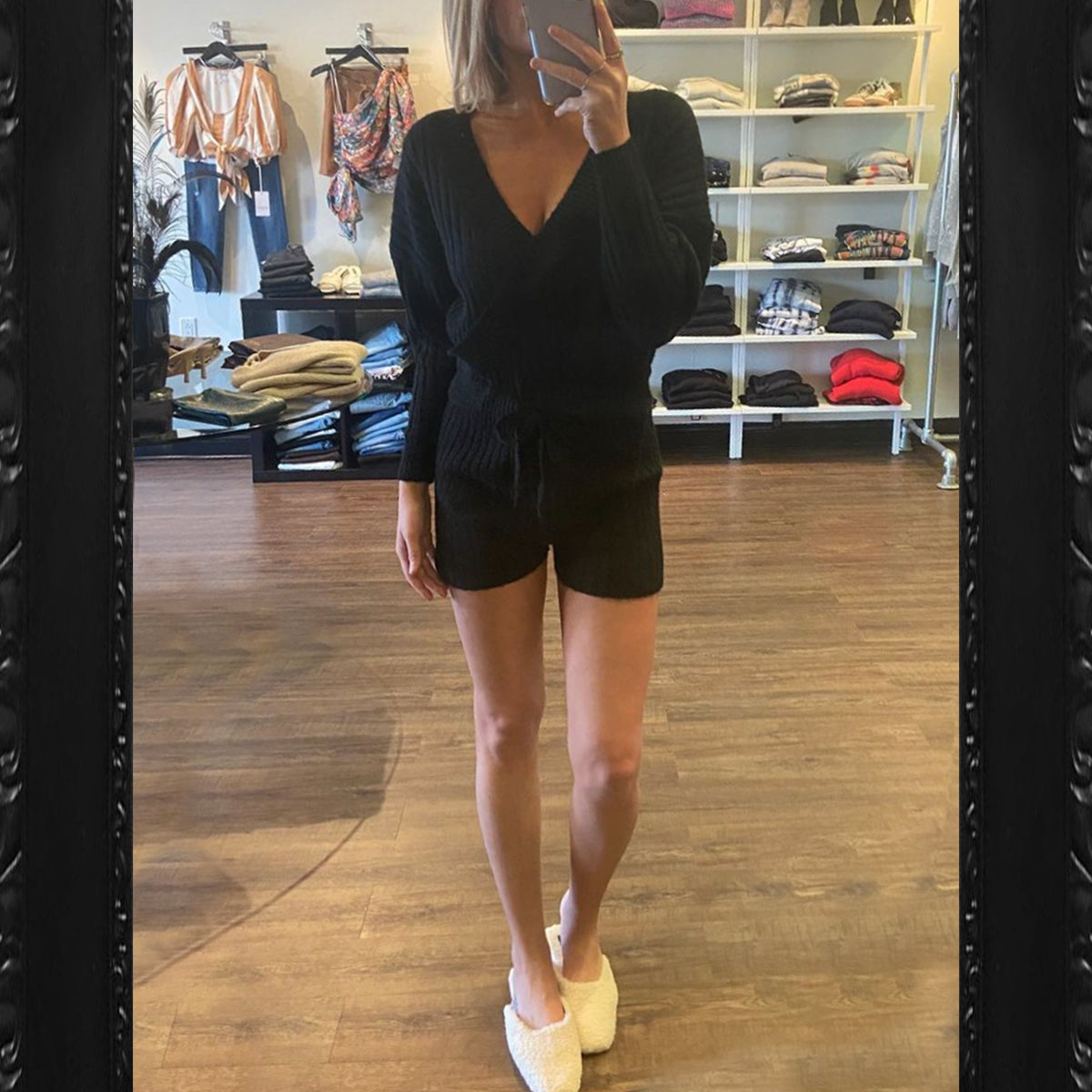Central Park West Acacia Knit Romper in Black
