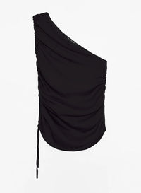 Deluc. Tonelli One Shoulder Sleeveless Top in Black