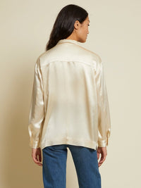 Nation LTD Delaney Button Down Long Sleeve Top in Swiss Coffee