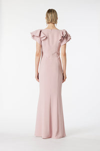 Elliatt Astronomy Ruffle Gown in Blush