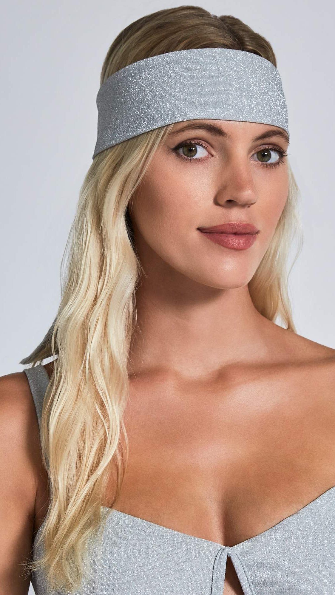 Devon Windsor Headscarf in Silver Shimmer