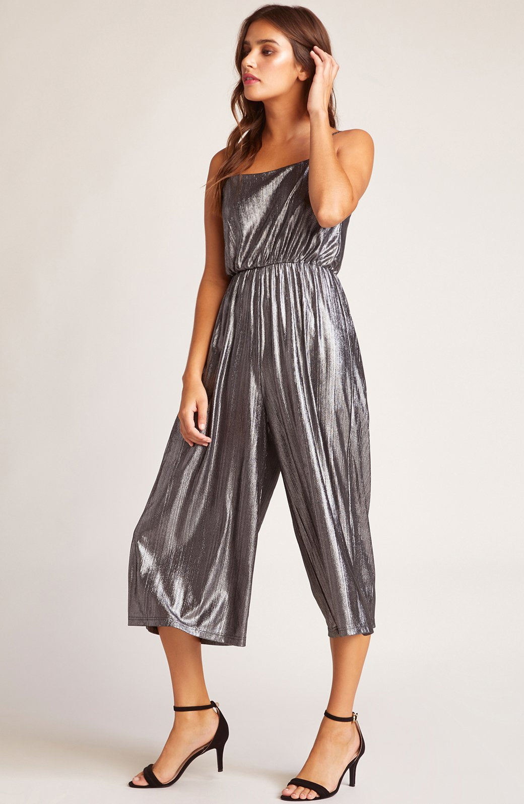 BB Dakota Shine on Metallic Jumpsuit in Silver