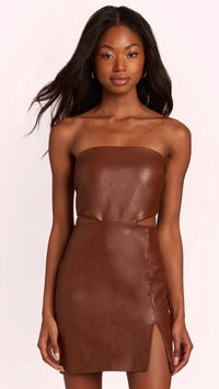 Amanda Uprichard Kloss Cutout Faux Leather Mini Dress