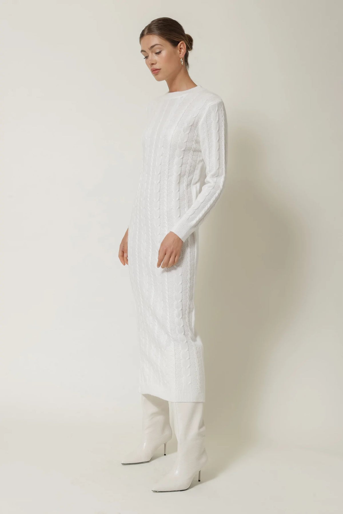 Line and Dot Jordan Maxi Sweater Dress in Ivory
