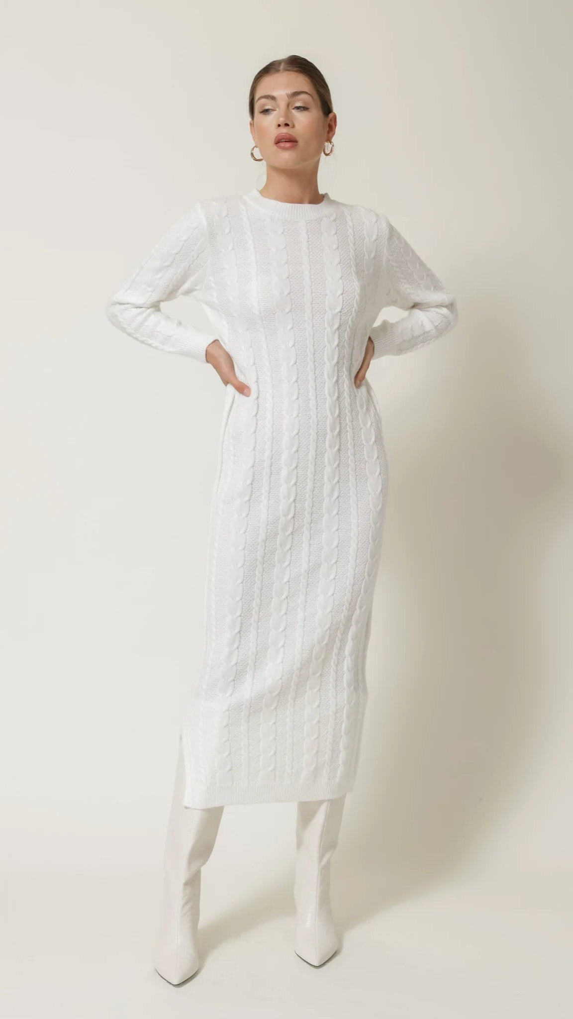 Line and Dot Jordan Maxi Sweater Dress in Ivory