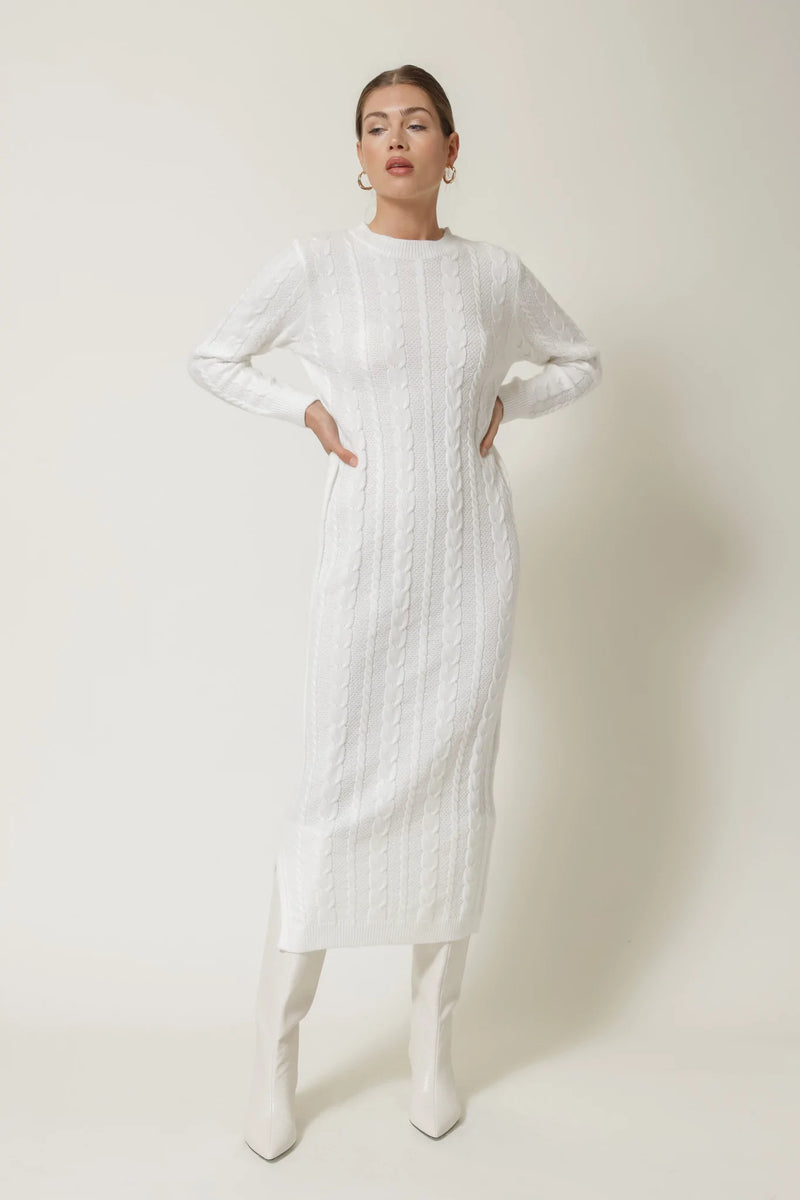 Line and Dot Jordan Maxi Sweater Dress in Ivory