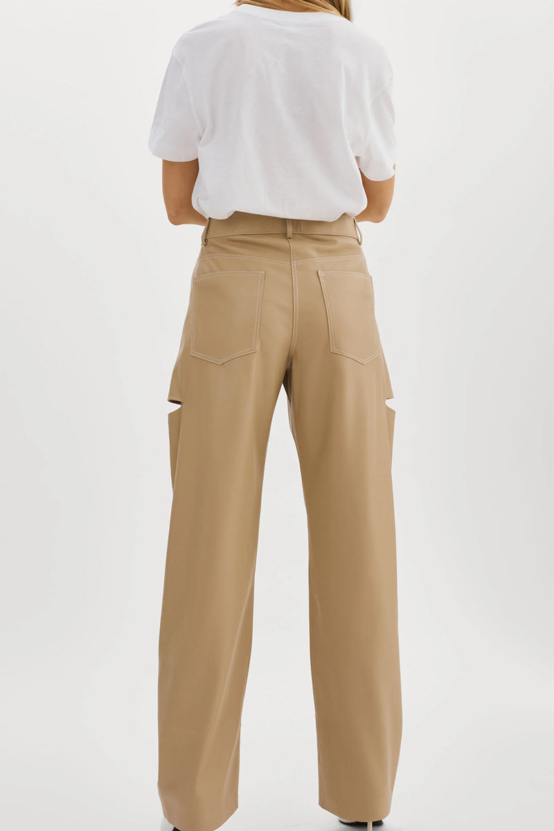 Lamarque Faleen Faux Leather Pant in Wheat
