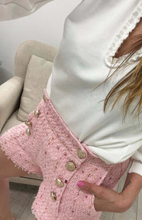 Generation Love Lizzy Tweed Shorts in Light Pink