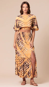 Lusana Marla Smocked Tie Dyed Maxi Skirt in Oasis