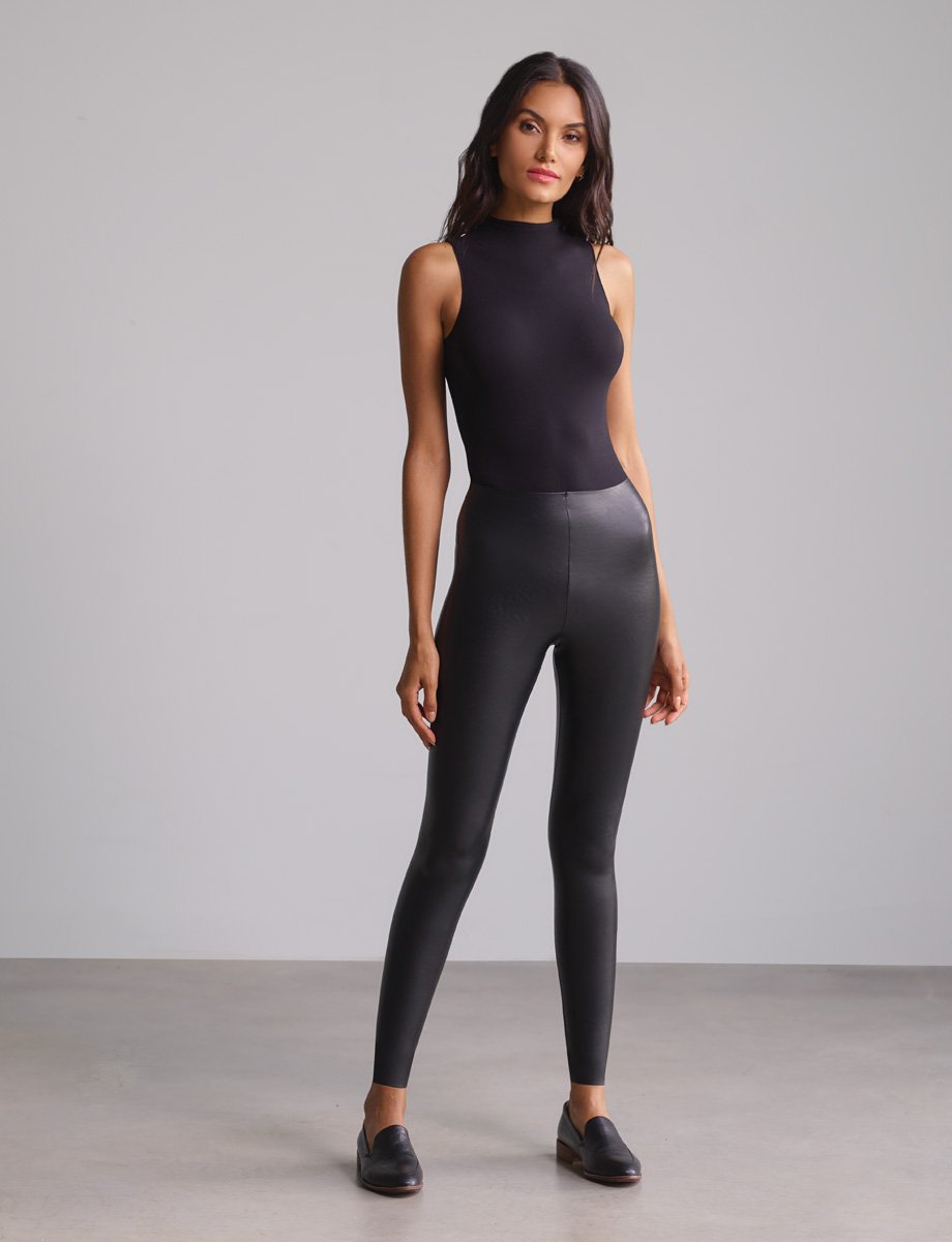 Commando Faux Leather High Waisted Legging with Perfect Control in Black