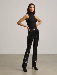 Commando Faux Leather Patent Flare Legging in Black