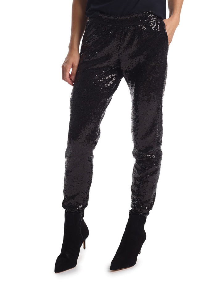 Commando Sequin Mid-Rise Jogger in Black