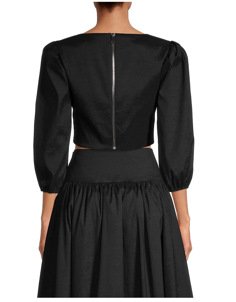 Likely Myles Corset Style Puff Sleeve Top in Black