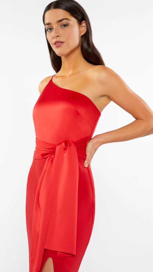 Likely Yara One Shoulder Gown in Scarlet