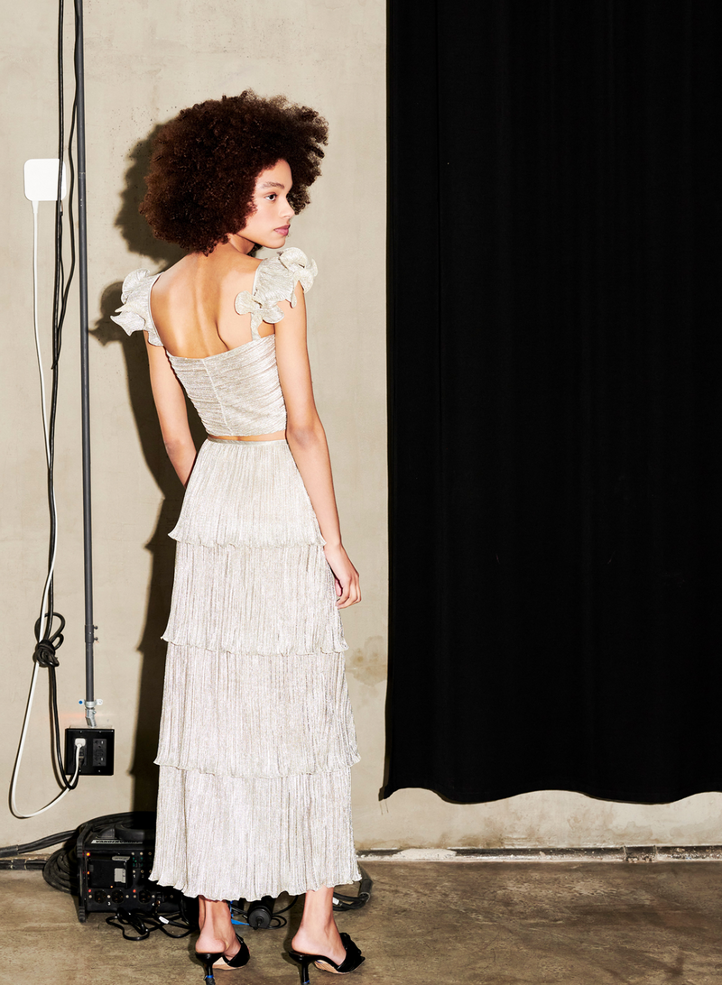 Saylor Gianna Pleated Top in Platinum
