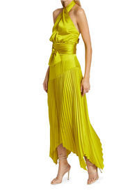 Amur Dixon Halter Dress in Citrine Green