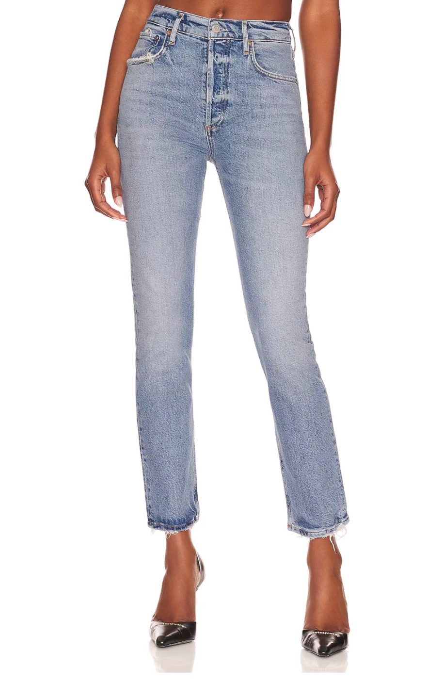 AGOLDE Denim Riley Long High Rise Straight in Cove