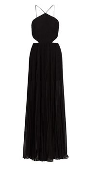 Amur Janet Halterneck Cutout Pleated Gown in Black