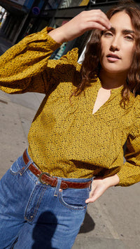 Nation LTD Tilly A Line Ruffle Top in Citrine Floral