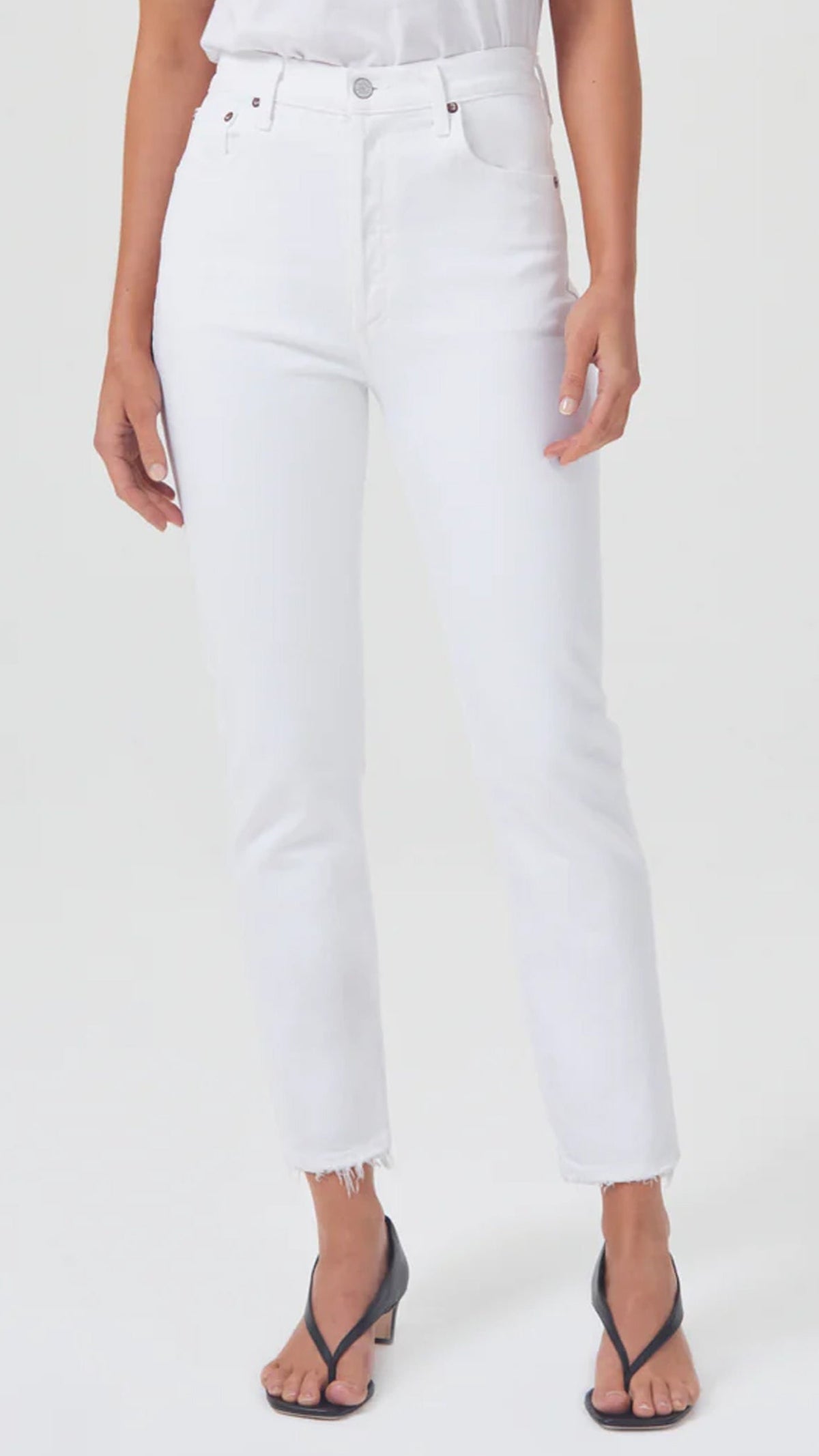 AGOLDE Denim Riley High Rise Straight Crop in Sour Cream