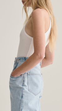 AGOLDE Denim Rianne High Neck Racerback Bodysuit in White