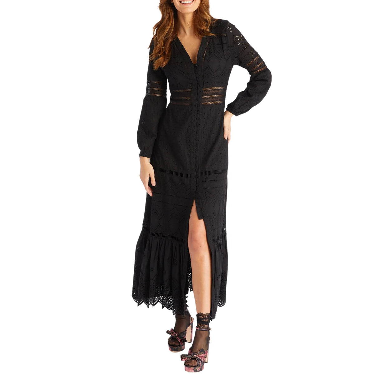 Allison New York Fallon Lace Maxi Dress in Black