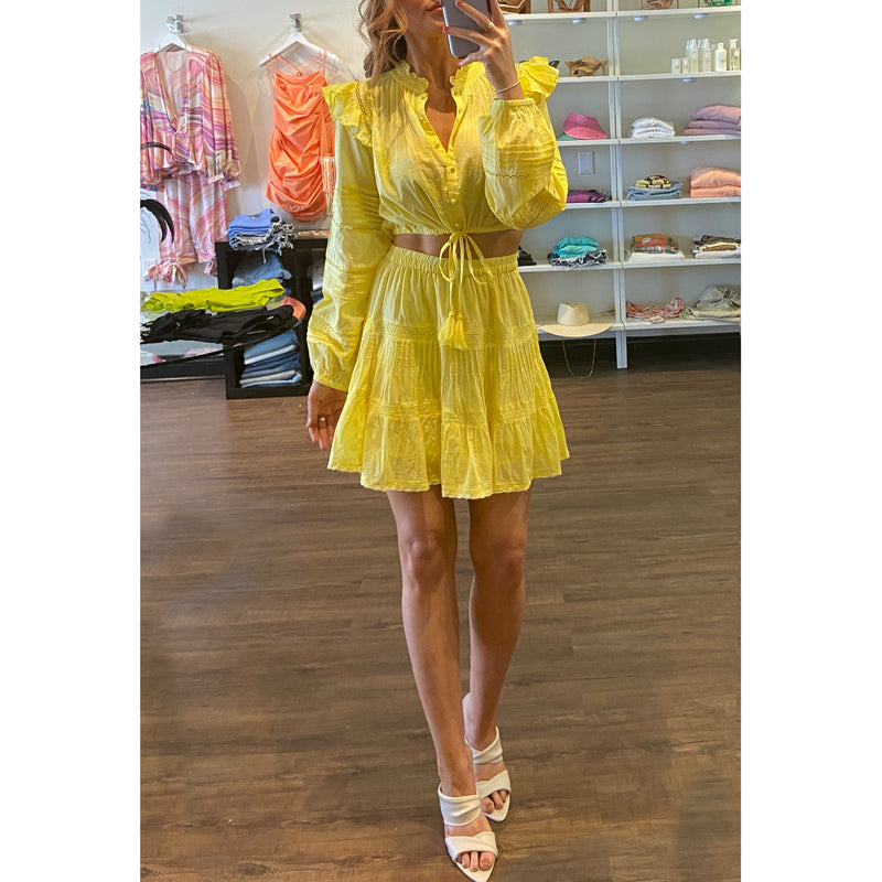 Allison New York Emmie High Waisted Mini Skirt in Yellow