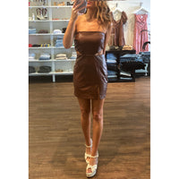 Amanda Uprichard Kloss Cutout Faux Leather Mini Dress