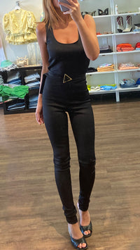 Amanda Uprichard Stormi Neoprene Belted Jumpsuit in Black