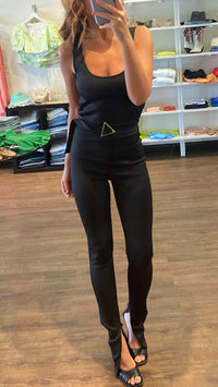 Amanda Uprichard Stormi Neoprene Belted Jumpsuit in Black