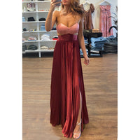 Amur Elodie Pleated Cutout Gown in Peachy Apricot/Red Ochre