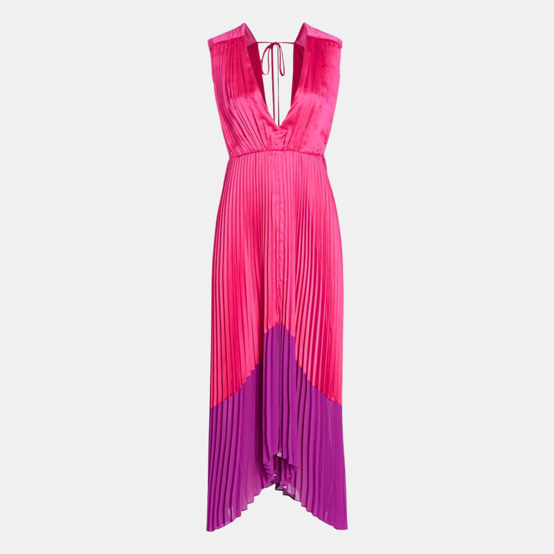 Amur Amelia Pleated Midi Dress in Rosie Grape