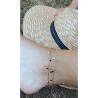 Samfa Style Dainty Dangling Charm Anklet in Rose Gold