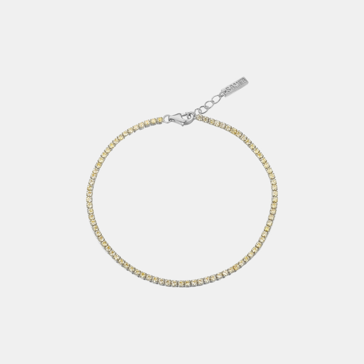 Samfa Style Diamond Tennis Anklet in Yellow Gold/Silver